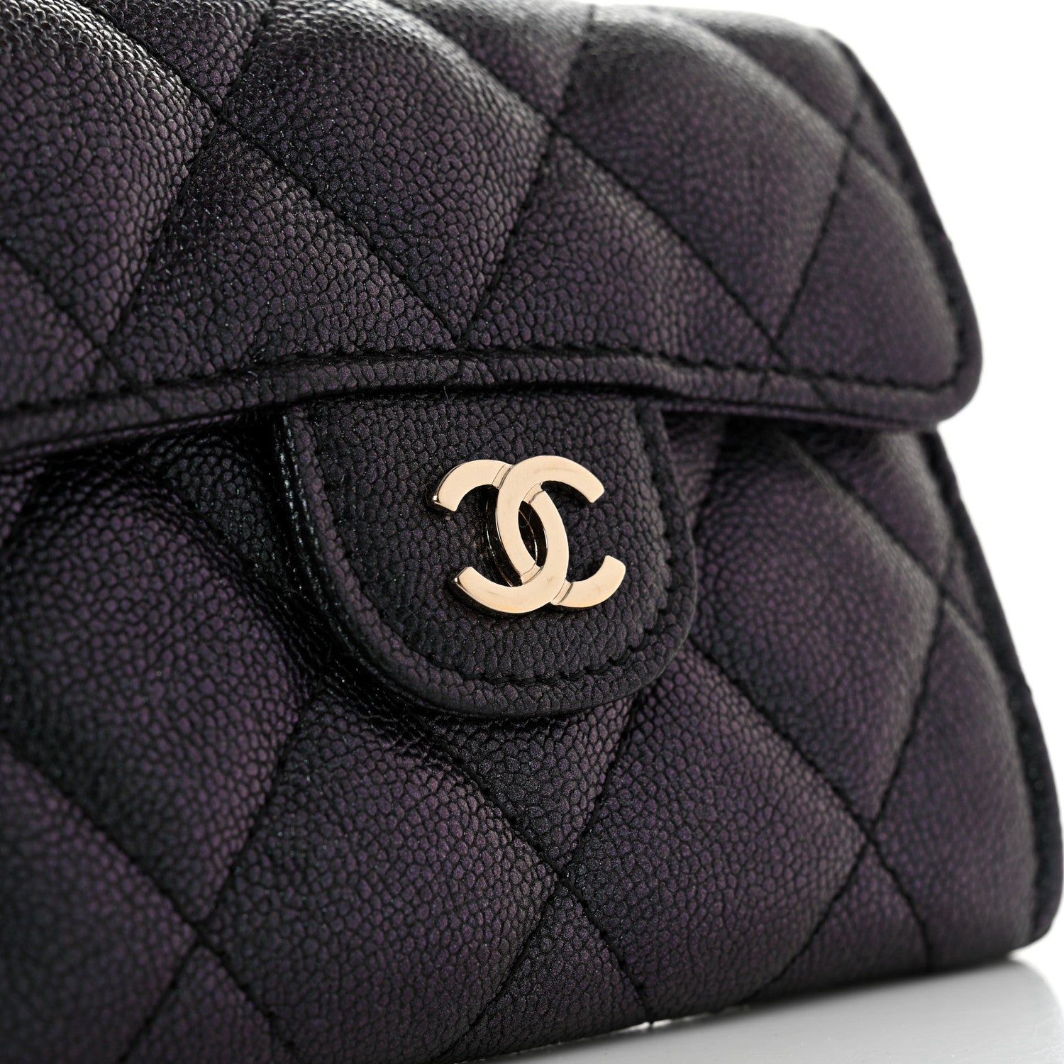 Chanel Iridescent Caviar Quilted Flap Card Holder Wallet Black 9 of 10