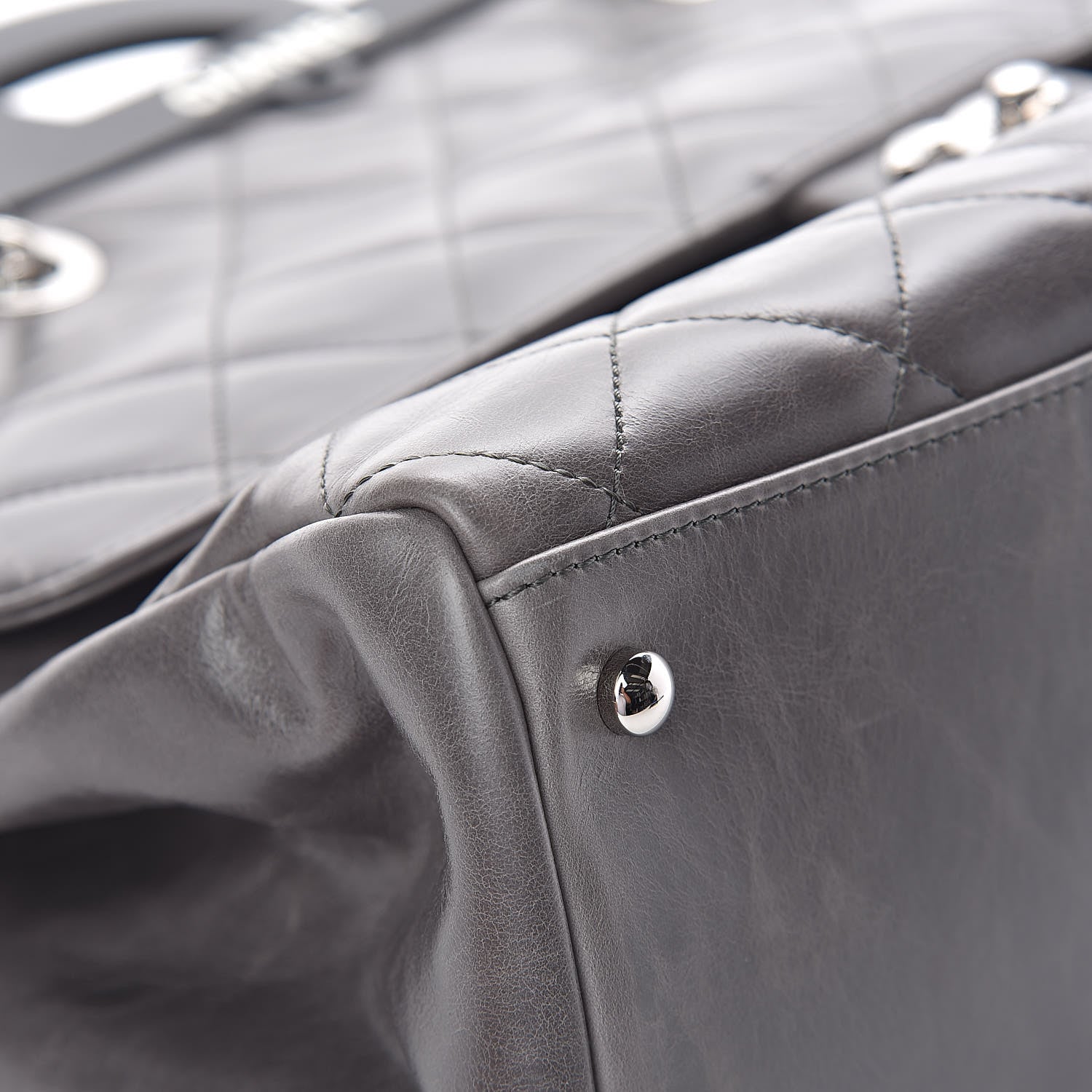Chanel Glazed Calfskin Quilted Large CC Delivery Tote Grey 8 of 13