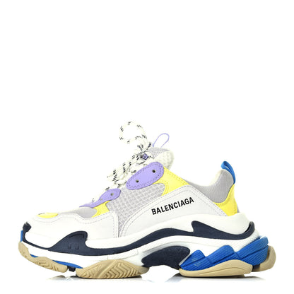 Balenciaga Fabric Mesh Womens Triple S Sneakers 38 White Purple Yellow 1 of 8