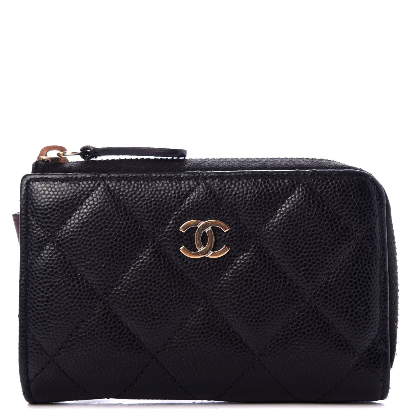 Caviar Quilted Key Holder Case Black