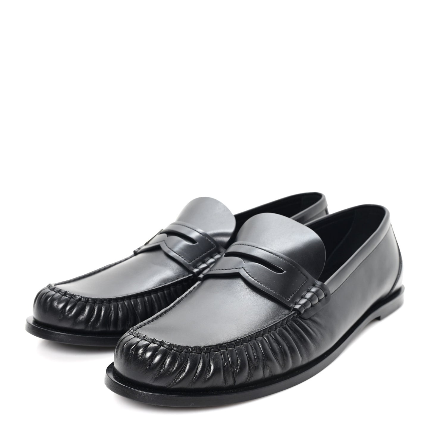 Calfskin Mens Laurent Penny Loafers 45 Black
