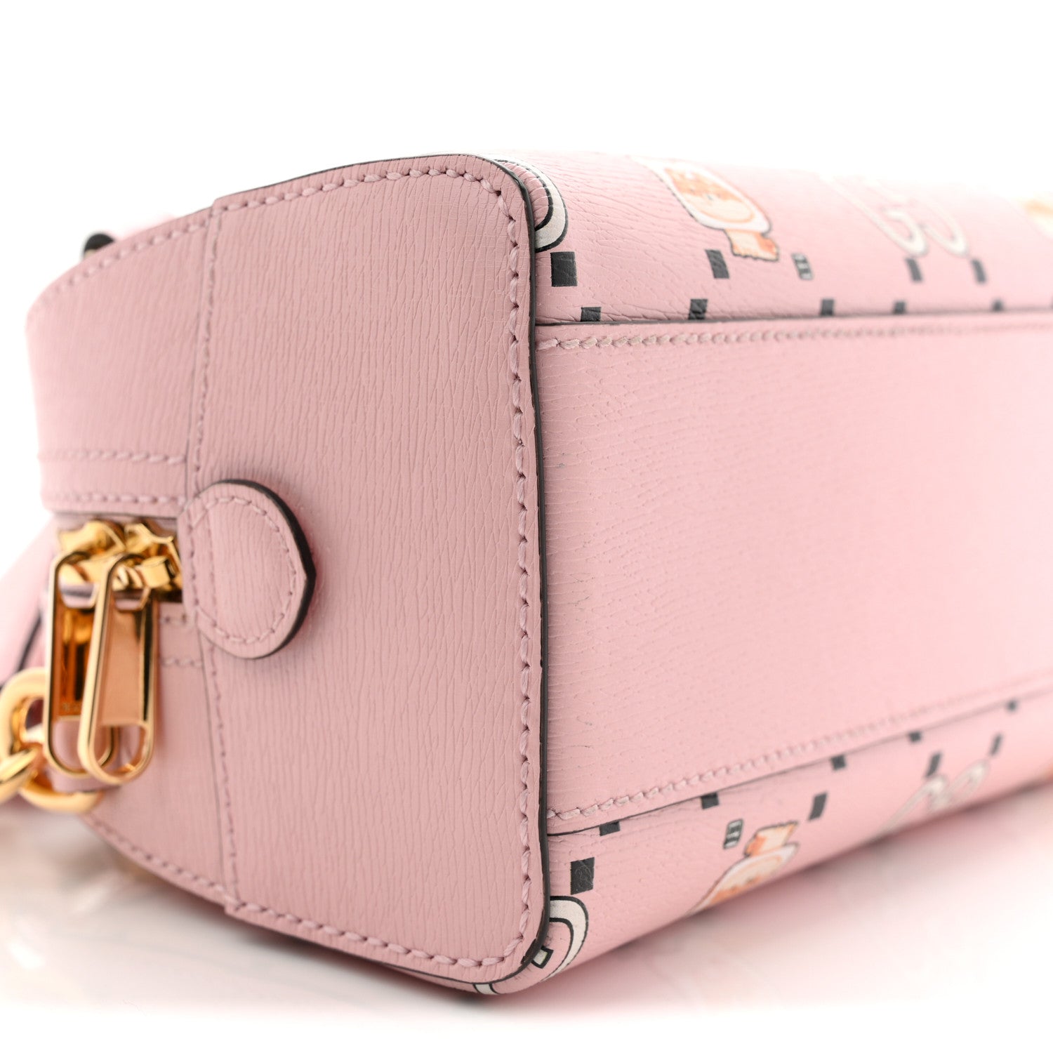 Gucci X PIKARAR Textured Dollar Calfskin Animal Print Mini Ophidia Top Handle Bowler Bag Pink Multicolor 9 of 11