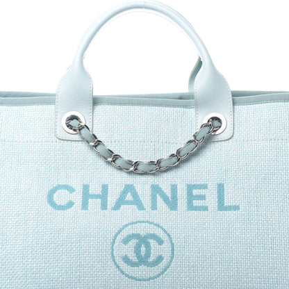 Chanel Woven Straw Raffia Large Deauville Tote Turquoise 7 of 9