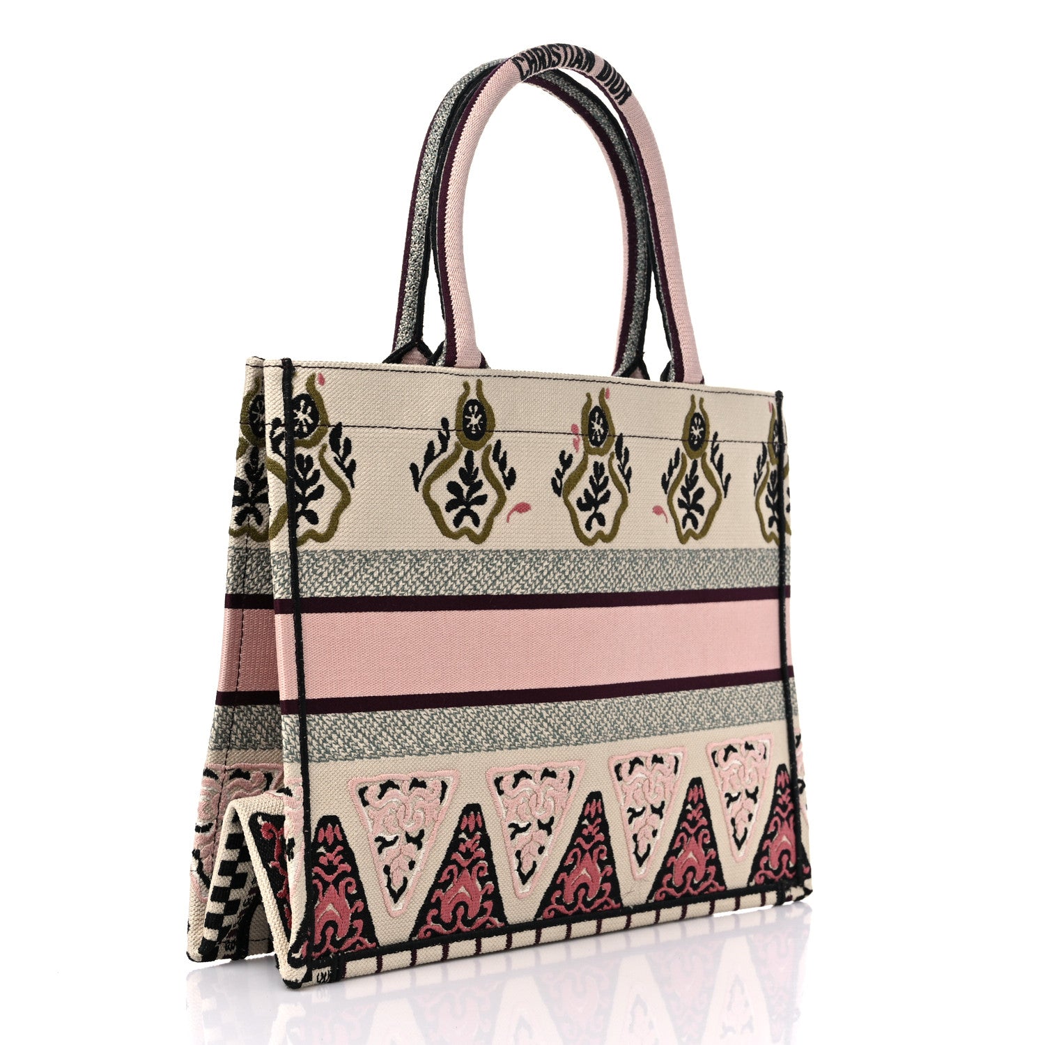 Christian Dior Canvas Embroidered Geometric Medium Book Tote Multicolor 3 of 10