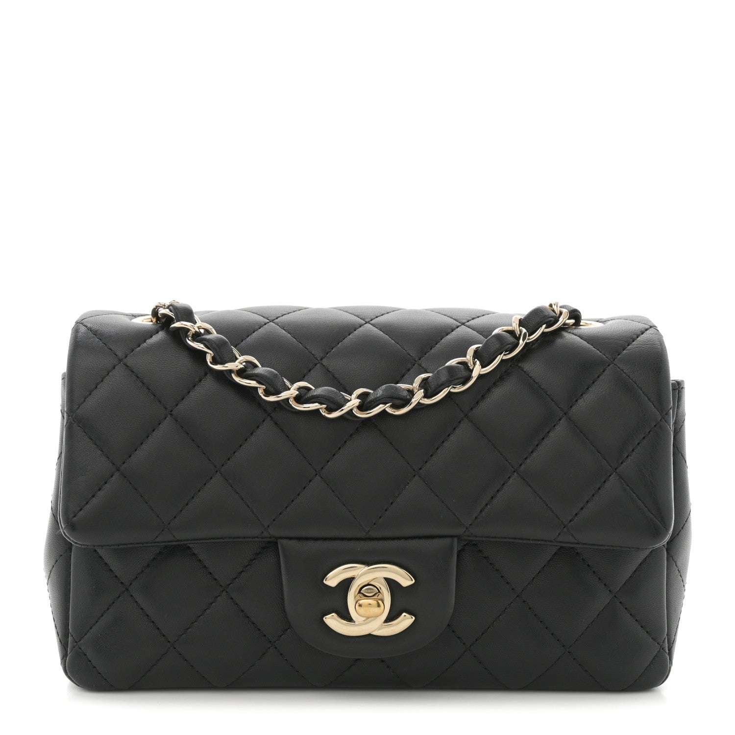 Chanel Lambskin Quilted Mini Rectangular Flap Black 1 of 9