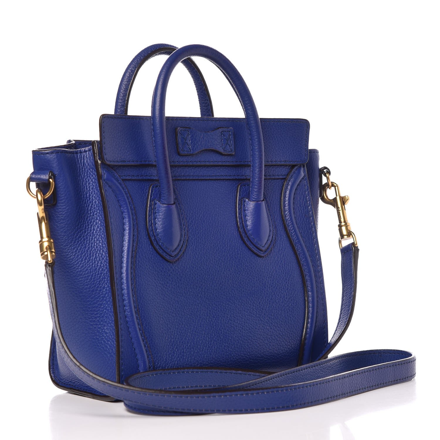 Celine Drummed Calfskin Nano Luggage Indigo 3 of 28