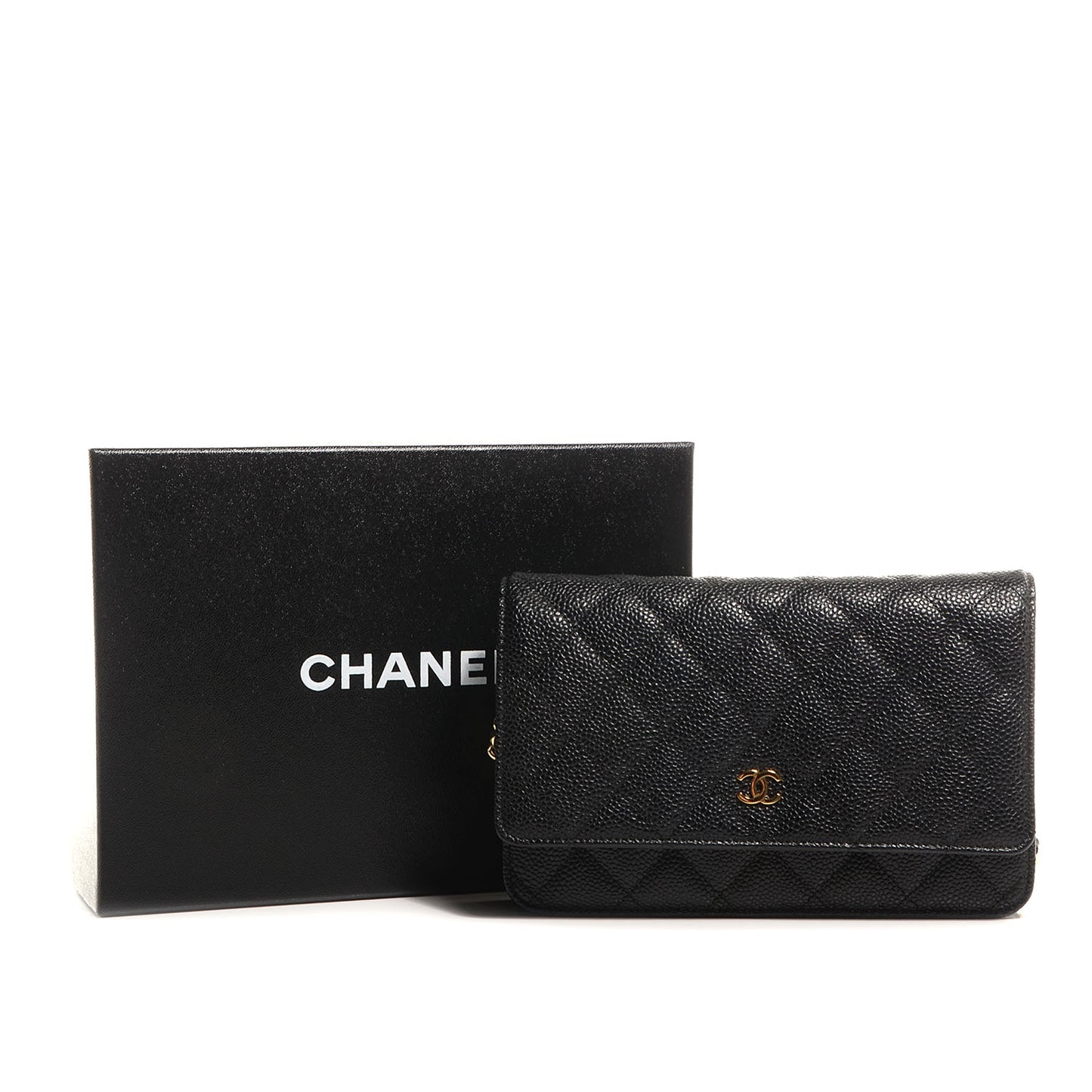 Caviar Quilted Wallet On Chain WOC Black