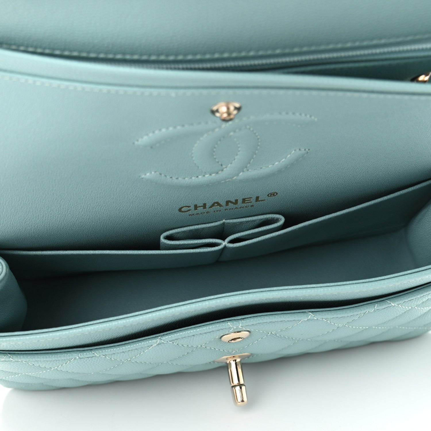Chanel Caviar Quilted Small Double Flap Light Blue 4 of 10