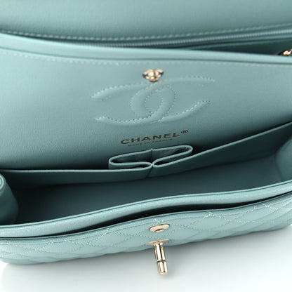 Chanel Caviar Quilted Small Double Flap Light Blue 4 of 10
