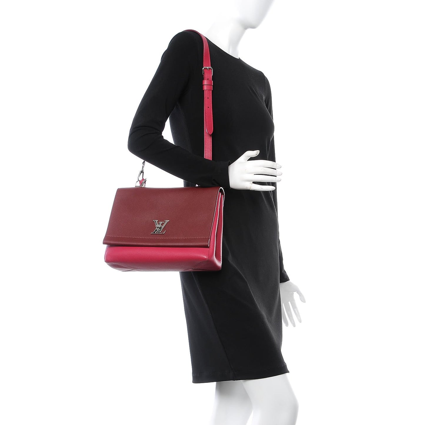 Calfskin Lockme II Top Handle Grenat Dahlia