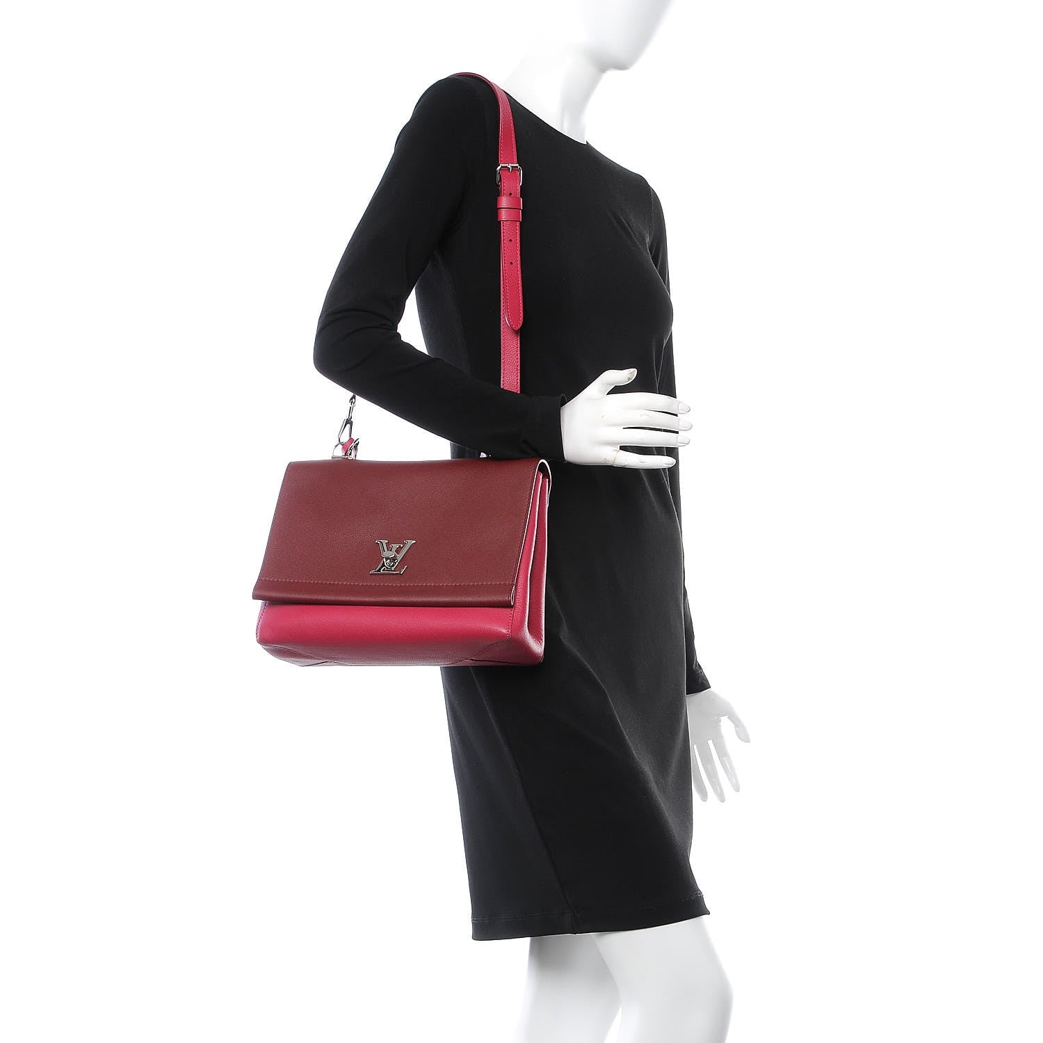 Louis Vuitton Calfskin Lockme II Top Handle Grenat Dahlia 2 of 10