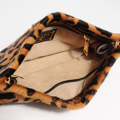 Prada Calf Hair Leopard Print Clutch Miele 5 of 10