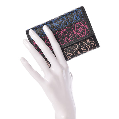 Loewe Calfskin Embossed Repeat Small Vertical Wallet Black Multicolor 2 of 8