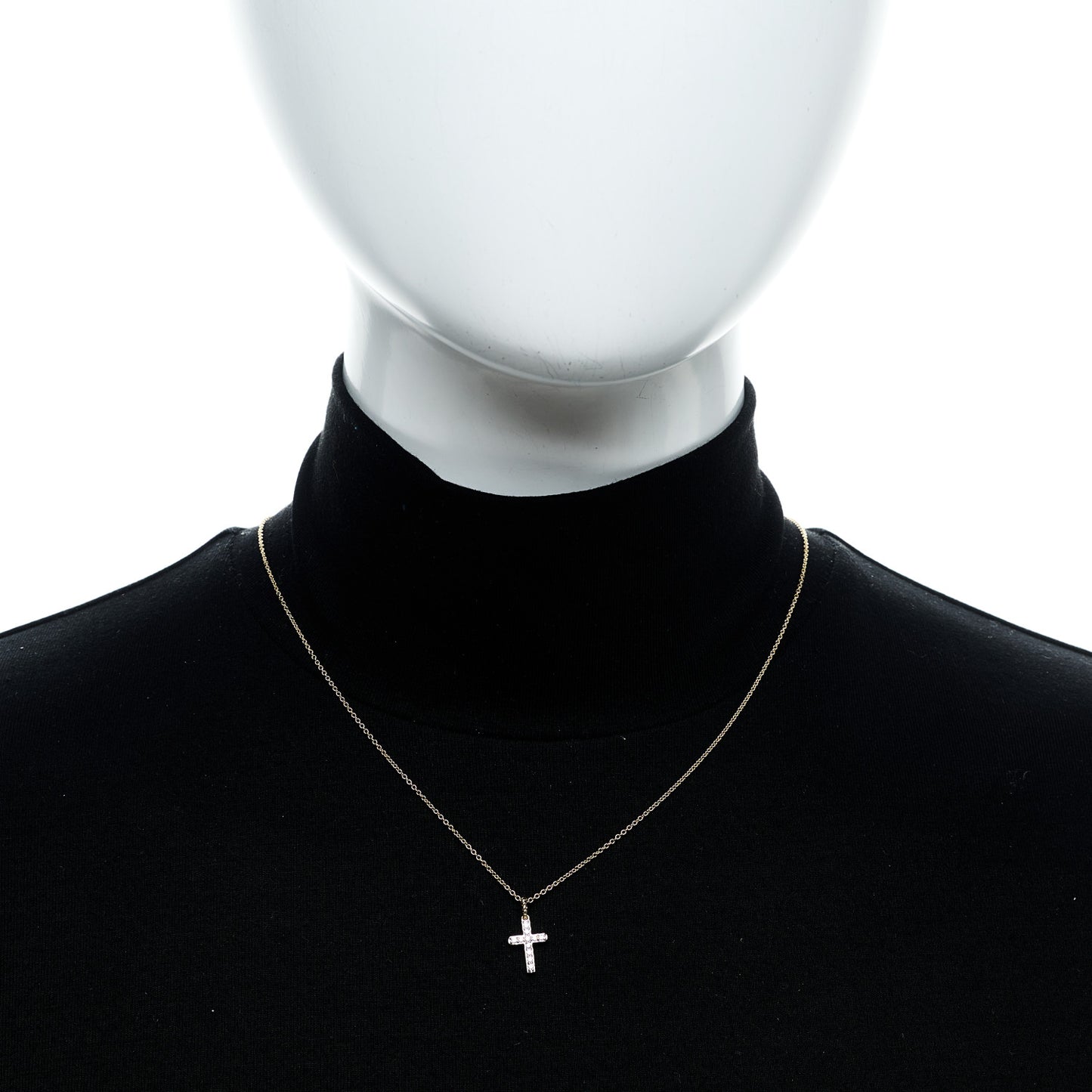 18K Yellow Gold Diamond Cable Collectibles Cross Pendant Necklace