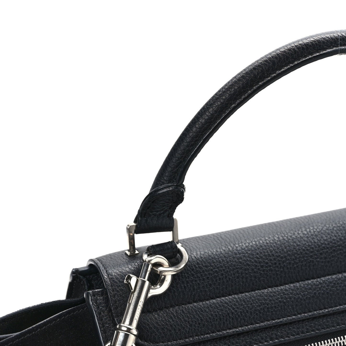 Drummed Calfskin Suede Small Trapeze Black