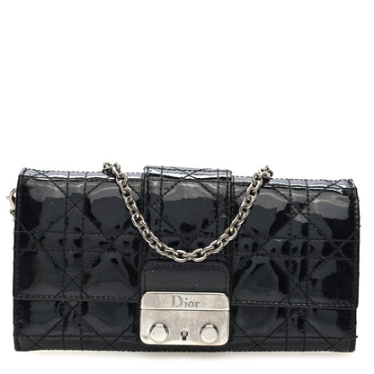 Christian Dior Patent Cannage Miss Dior Chain Wallet Black 1 of 10