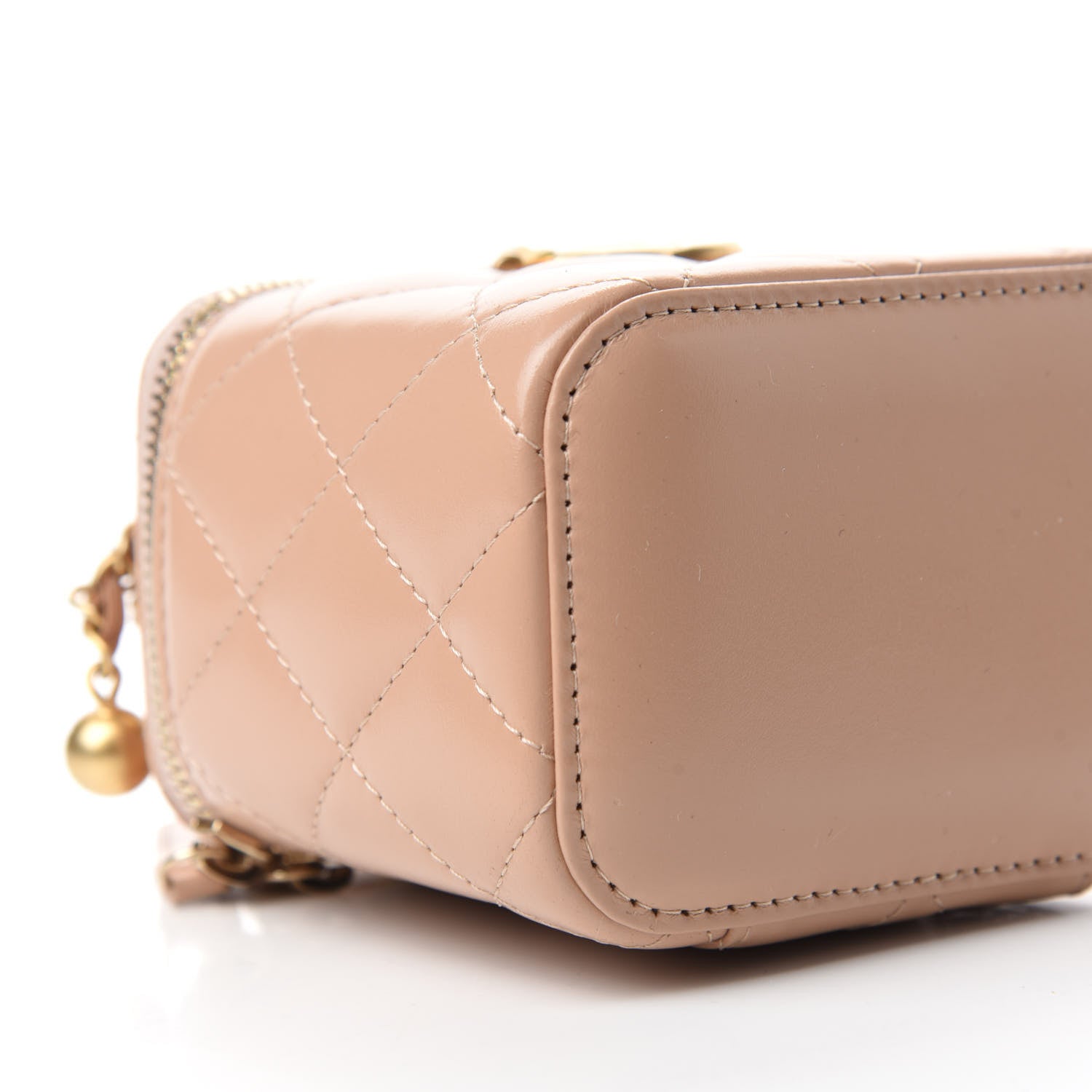 Chanel Calfskin Quilted Mini Perfect Fit Vanity Case With Chain Beige 6 of 11