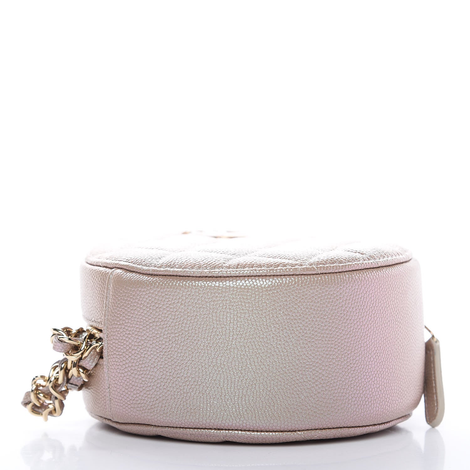 Chanel Iridescent Caviar Quilted Round Clutch With Chain Beige 4 of 8