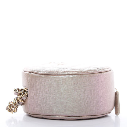 Chanel Iridescent Caviar Quilted Round Clutch With Chain Beige 4 of 8