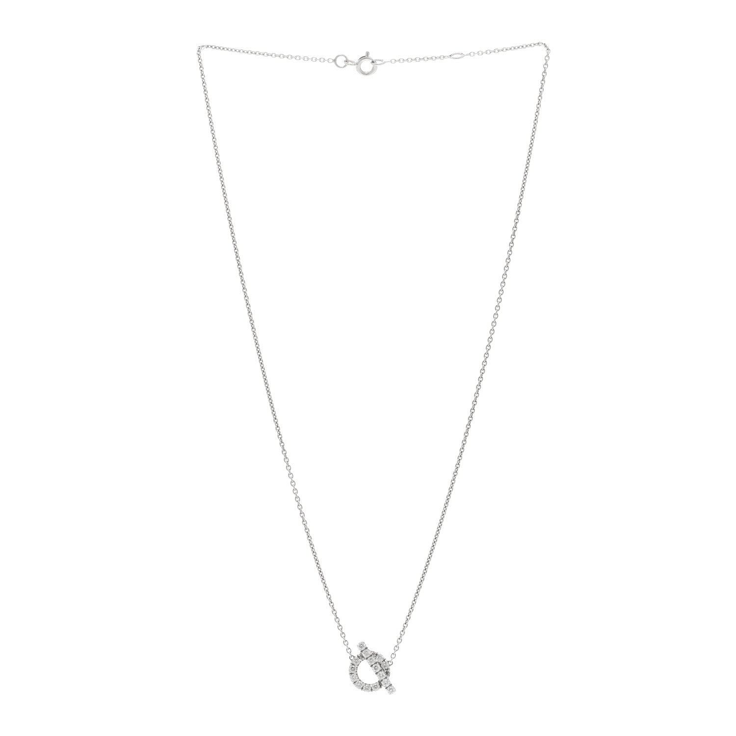 Hermes 18K White Gold Diamond Finesse Pendant Necklace 3 of 5