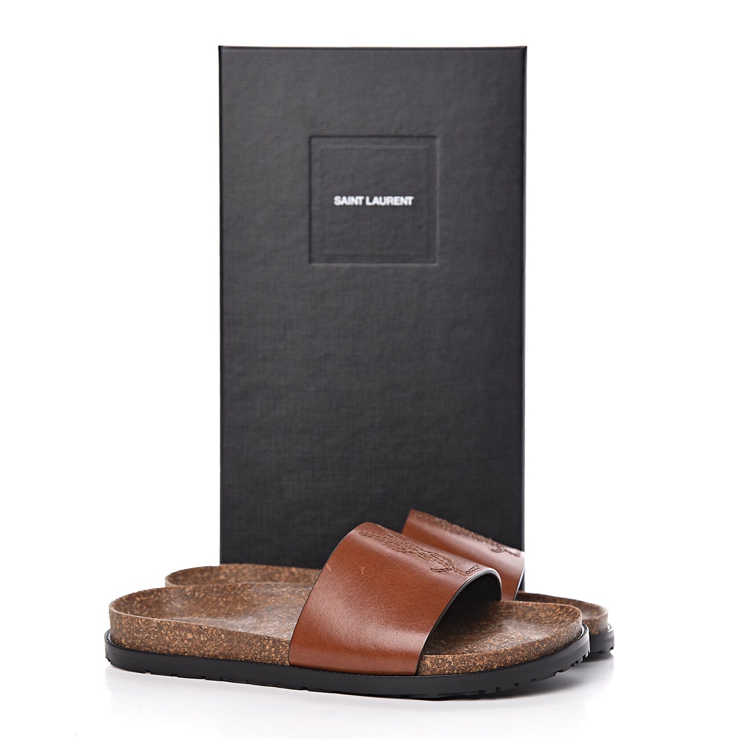 Saint Laurent Calfskin Monogram Jimmy Joan Slide Sandals 37 New Papaya 9 of 9