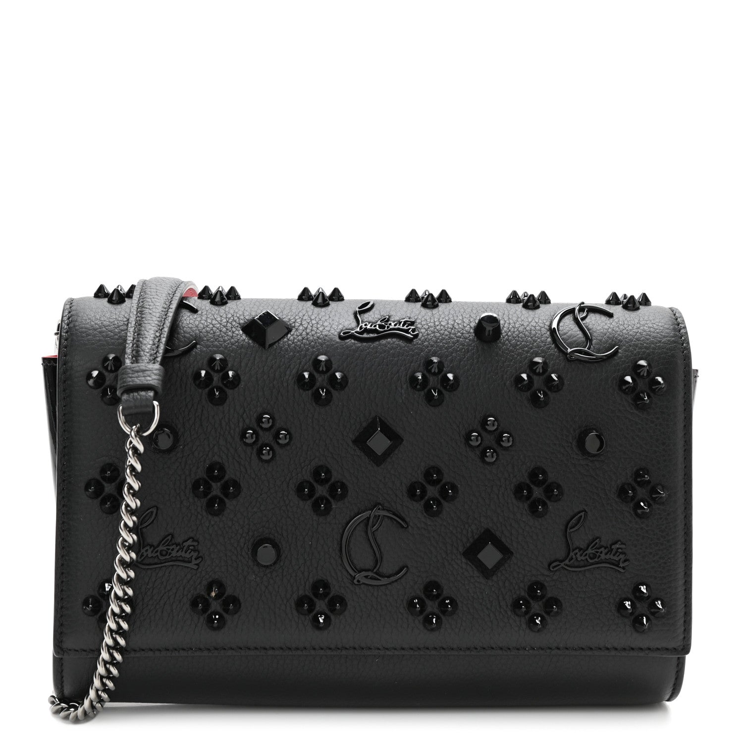Christian Louboutin Calfskin Spikes Loubinthesky Paloma Clutch Black 1 of 11