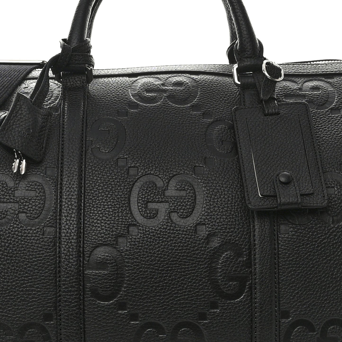 Piuma Calfskin Jumbo GG Embossed Large Duffle Bag Black