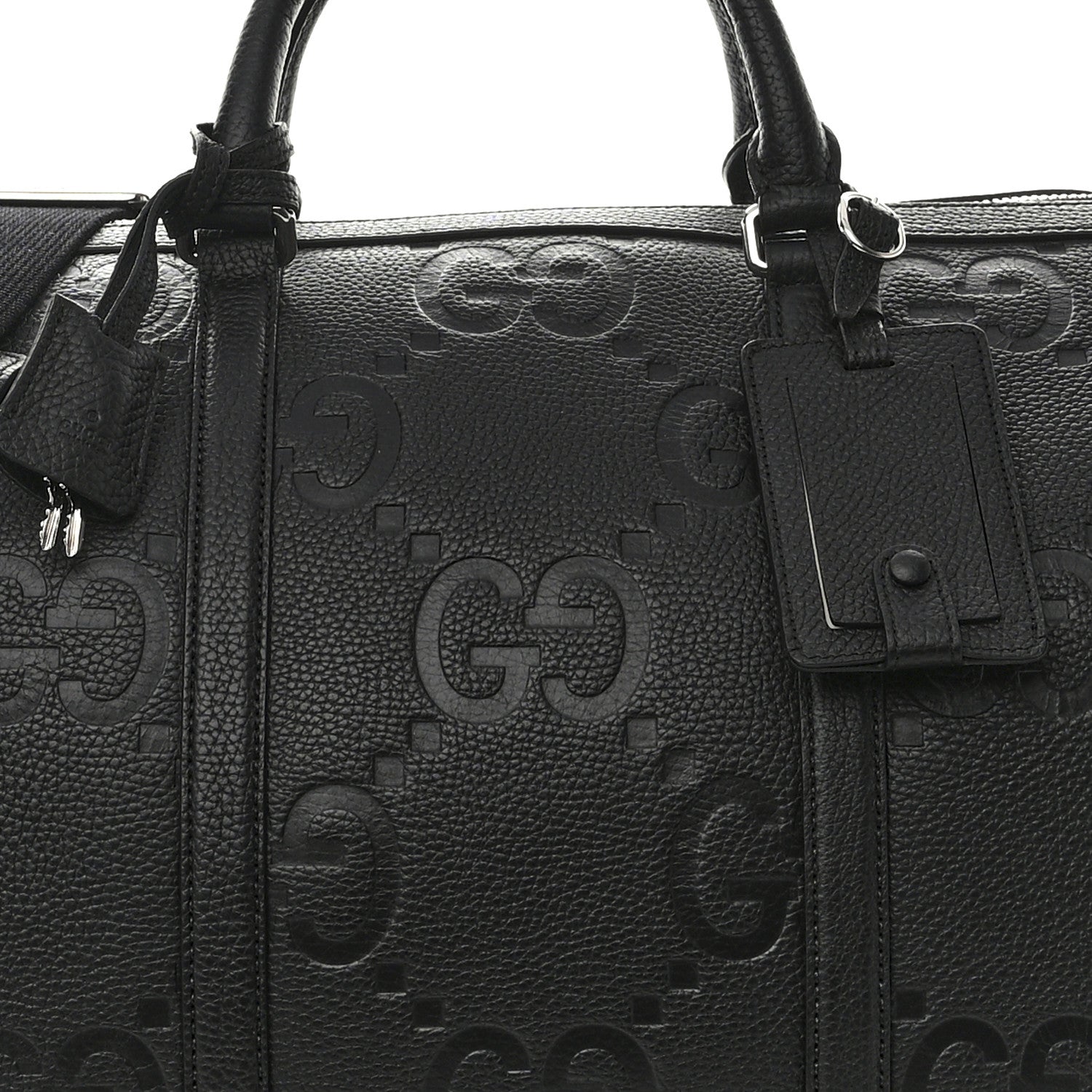 Gucci Piuma Calfskin Jumbo GG Embossed Large Duffle Bag Black 8 of 10