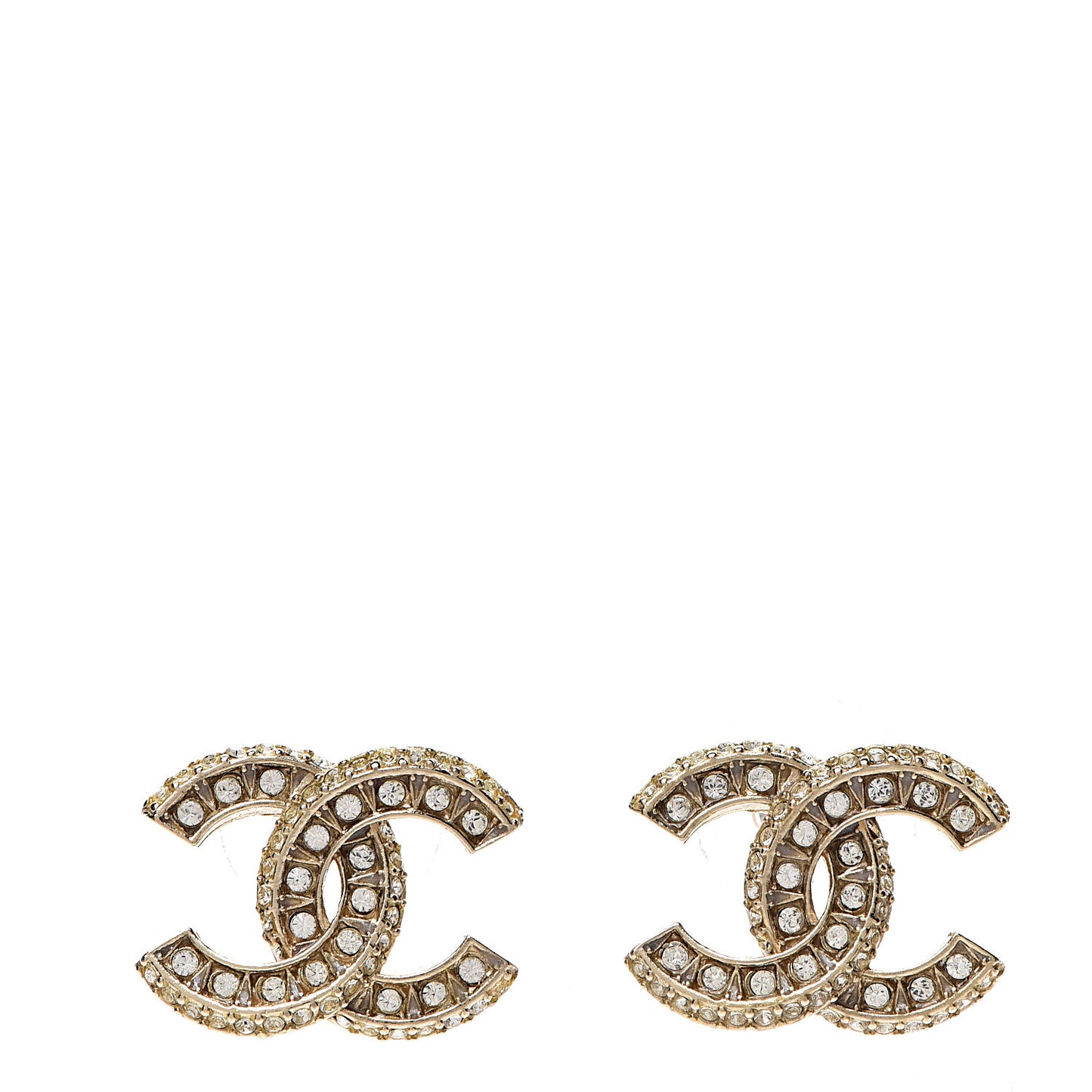 Crystal Timeless CC Earrings Light Gold