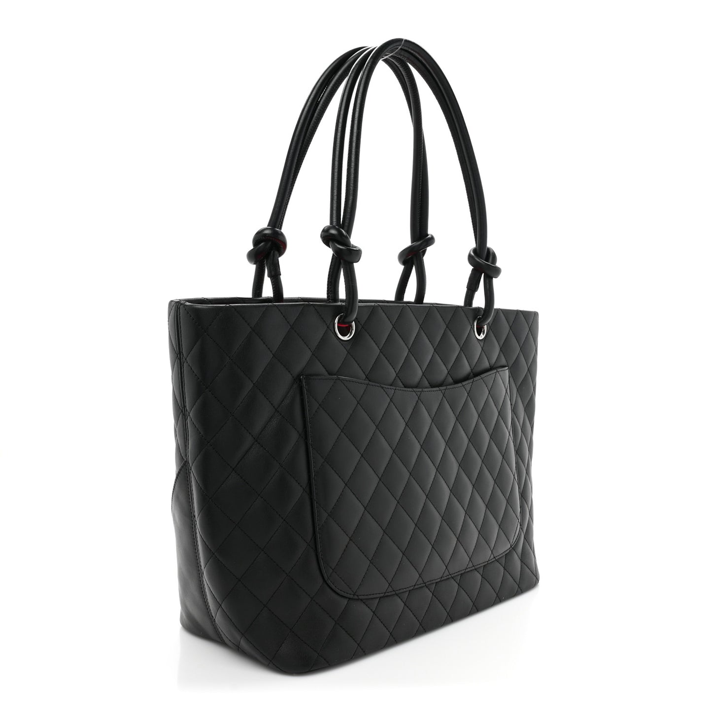 Calfskin Quilted Large Cambon Tote Black