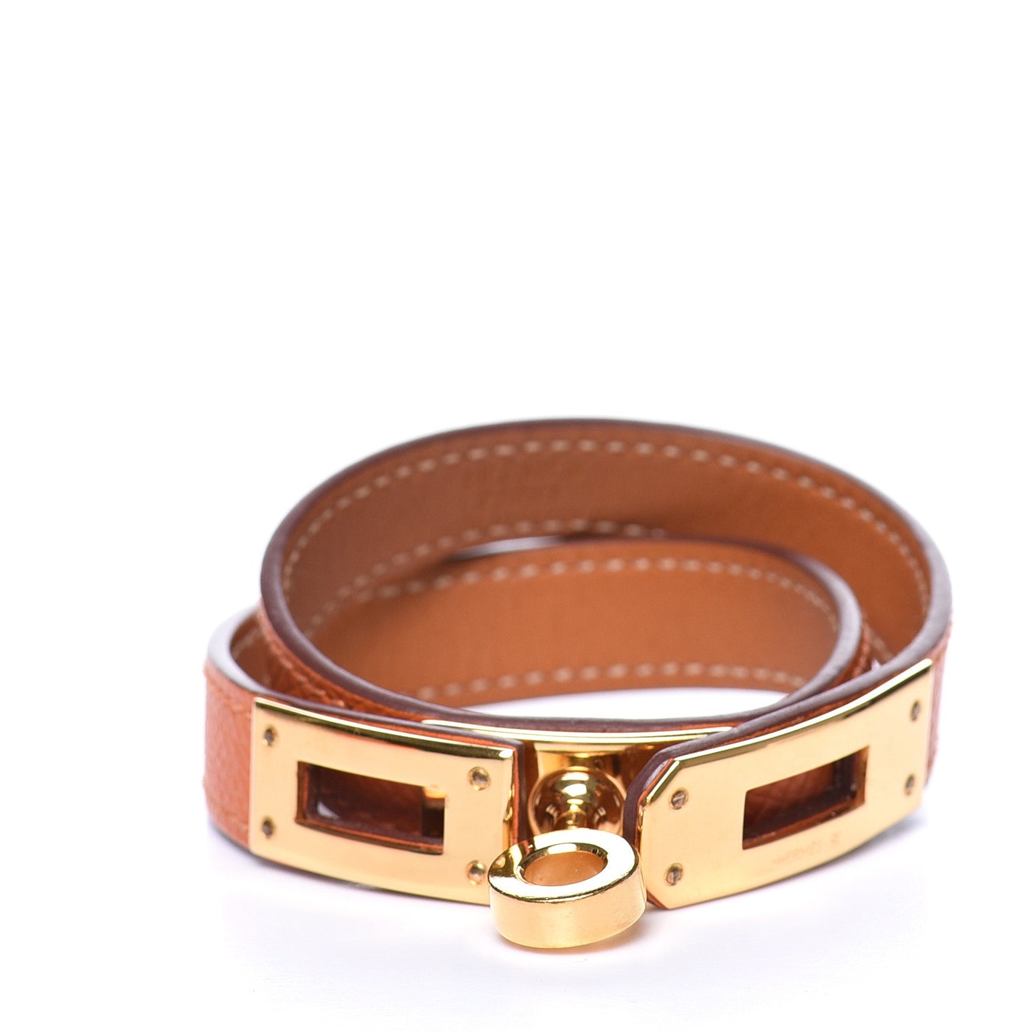Epsom Kelly Double Tour Bracelet XS Orange