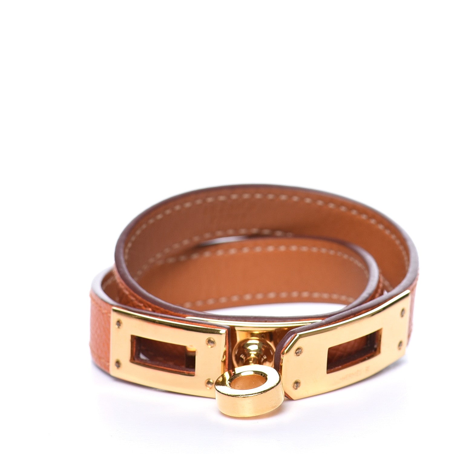 Hermes Epsom Kelly Double Tour Bracelet XS Orange 3 of 7