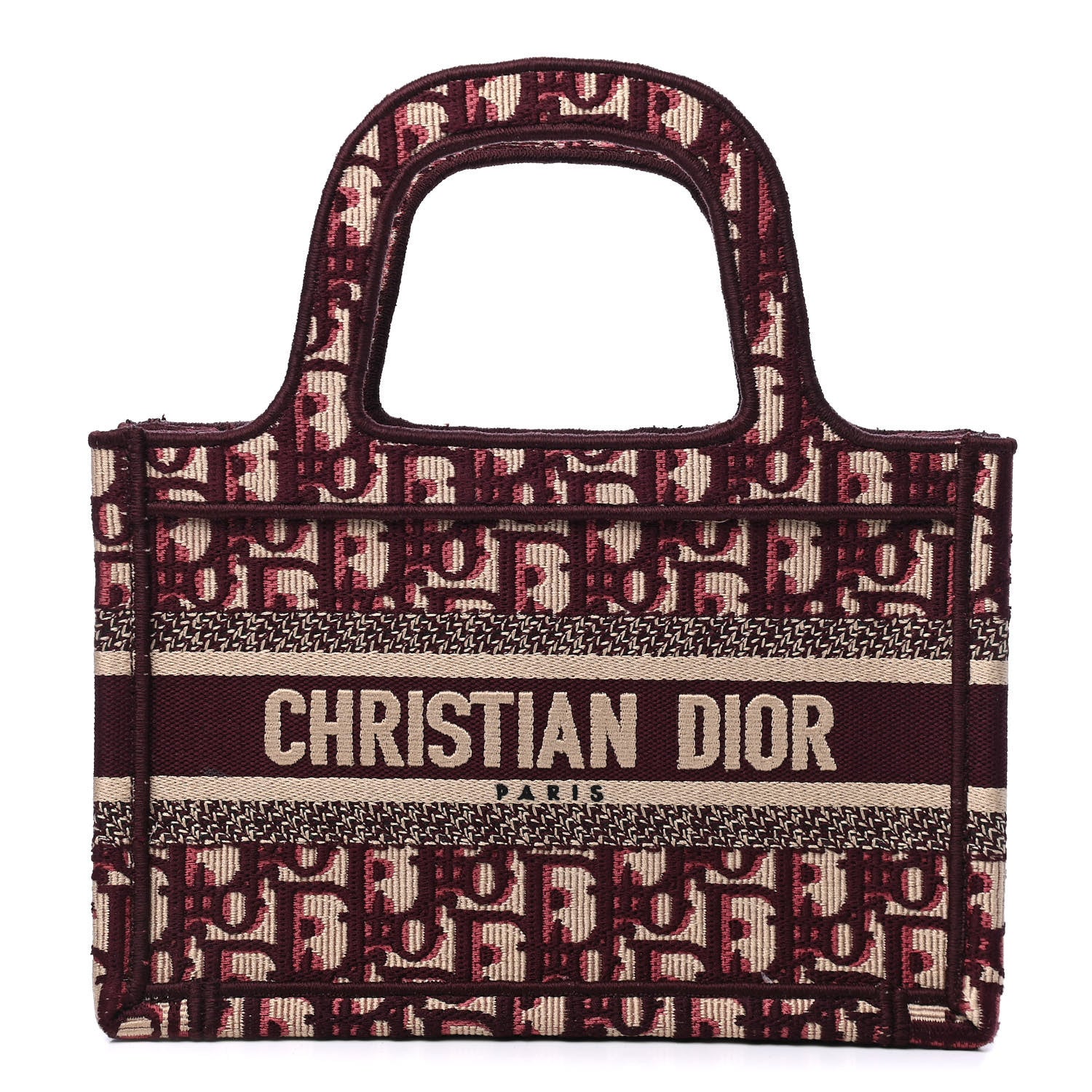 Christian Dior Oblique Mini Book Tote Burgundy Multicolor 1 of 5