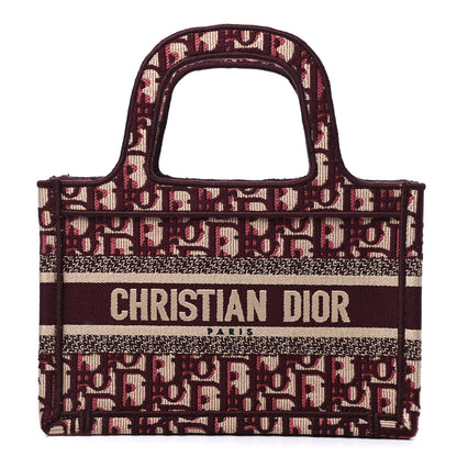 Christian Dior Oblique Mini Book Tote Burgundy Multicolor 1 of 5