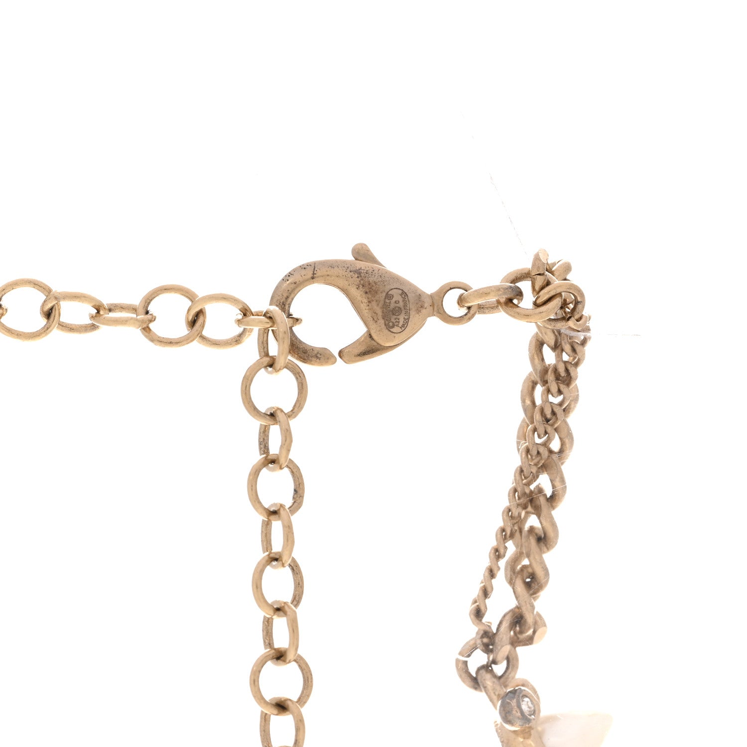 Chanel Spike Pearl Crystal CC Choker Necklace Gold Pearly White 4 of 5
