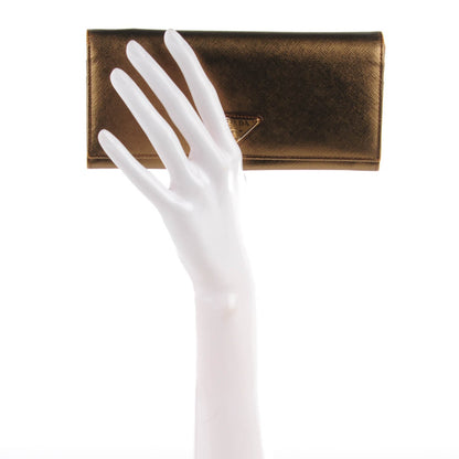 Prada Saffiano Triangle Continental Flap Wallet Bronzo 5 of 12