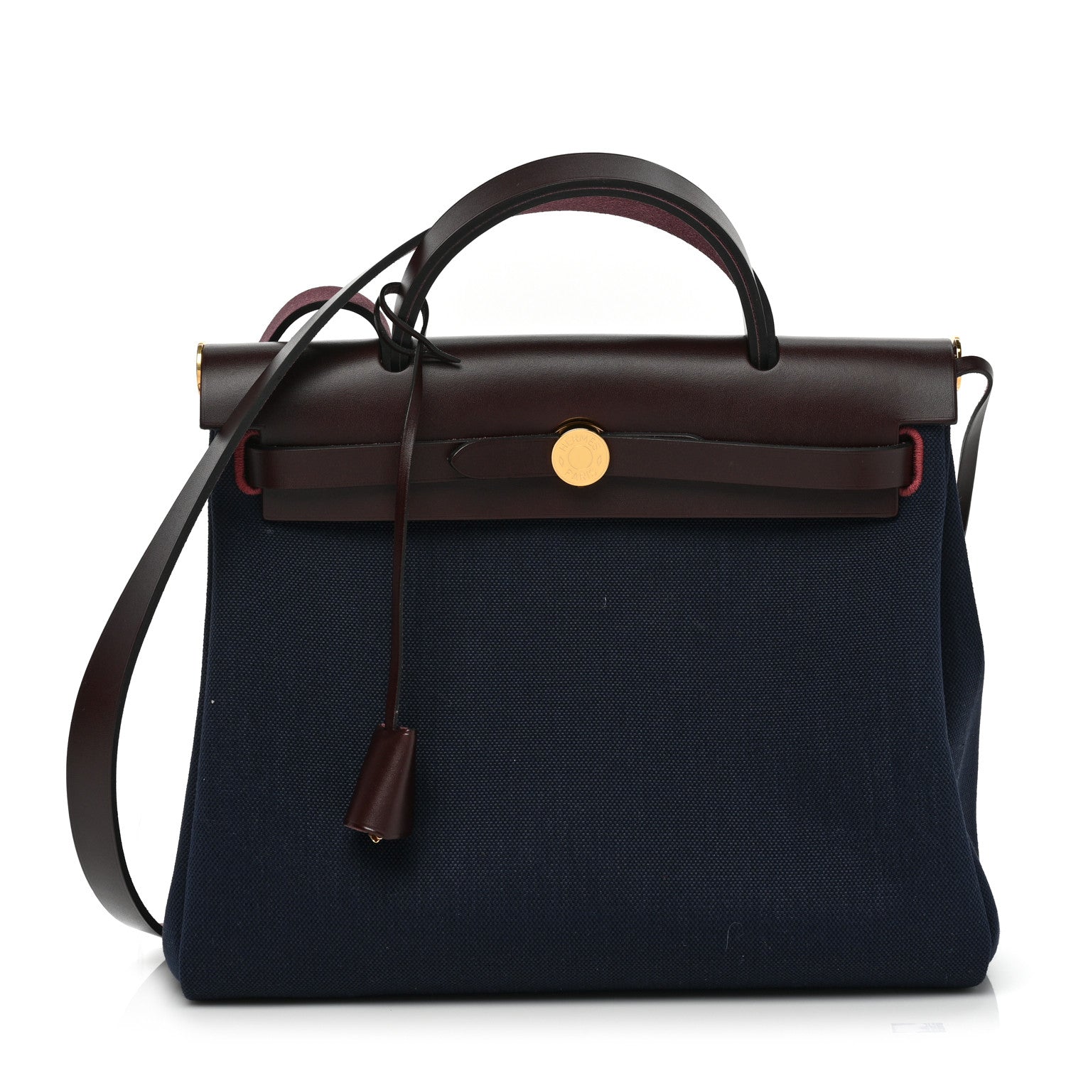 Hermes Toile Militaire Vache Hunter Herbag Zip Retourne 31 PM Rouge Sellier Bleu Marine 3 of 9