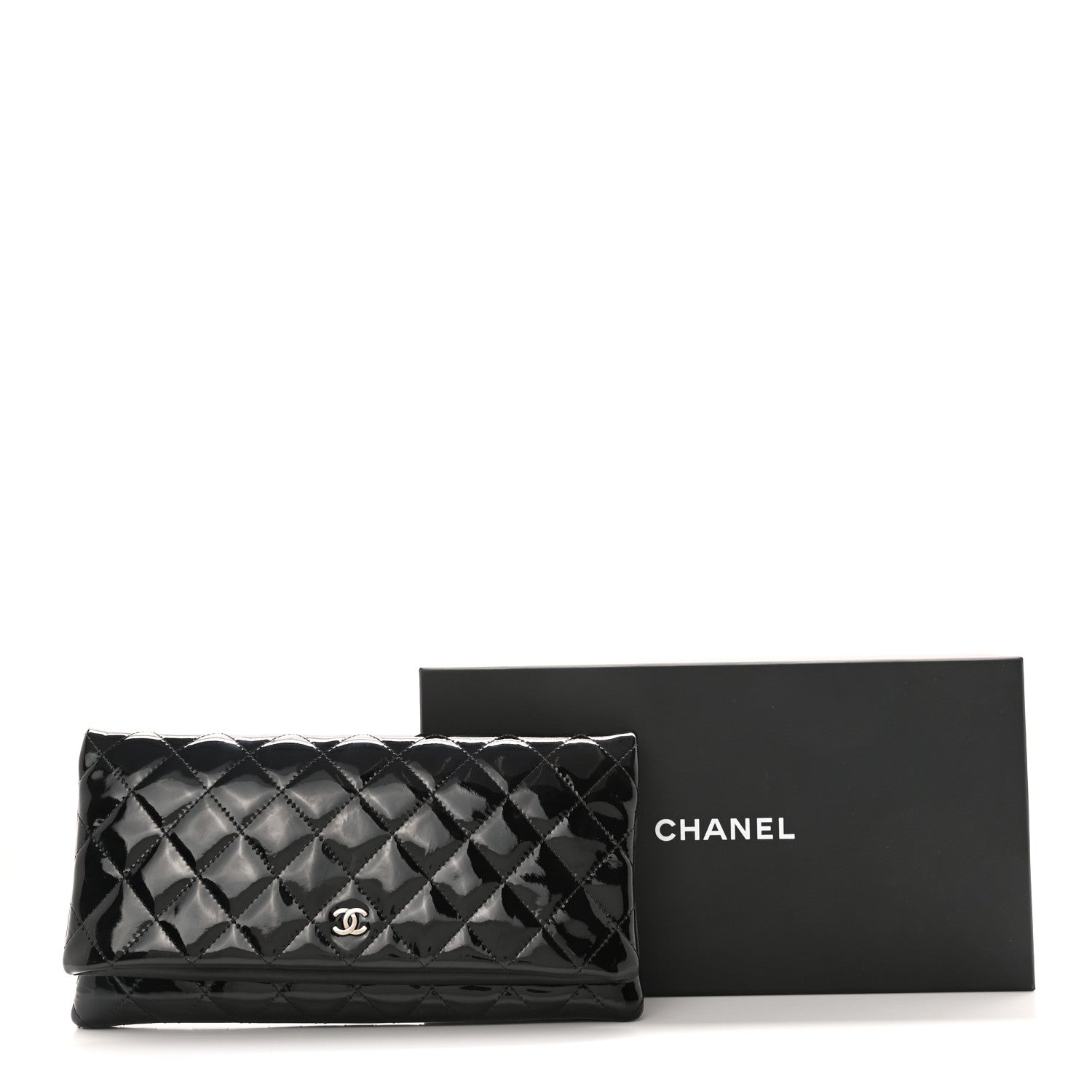 Chanel Patent Calfskin Quilted Beauty CC Clutch Black 7 of 7
