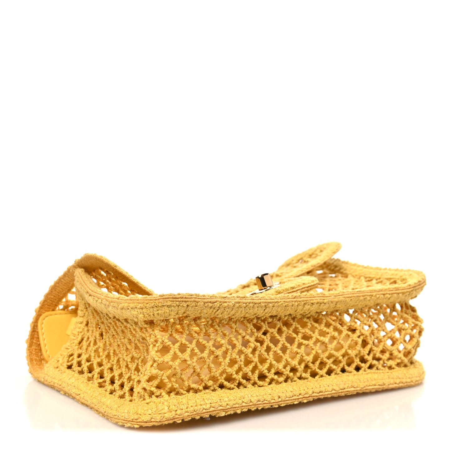 Mesh Macrame Small Flap Bag Yellow