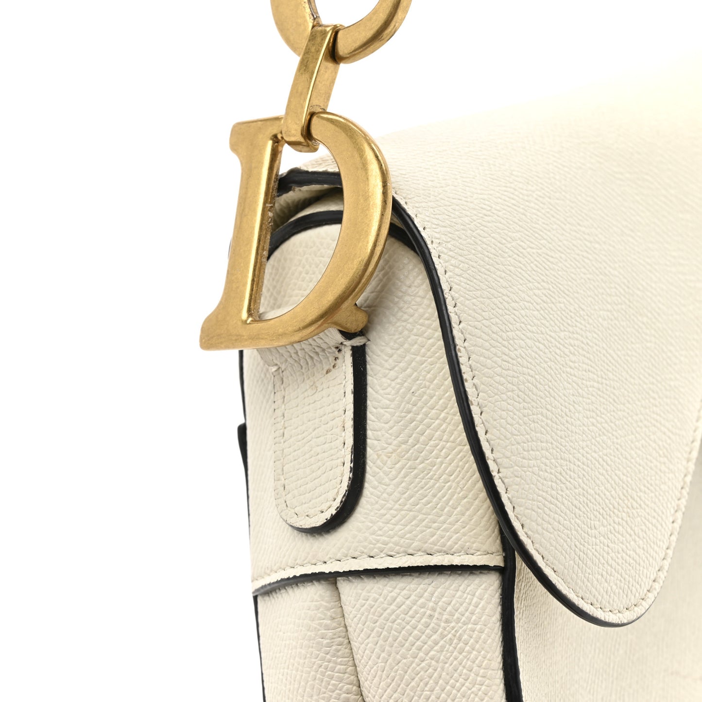 Grained Calfskin Saddle Bag With Strap Latte