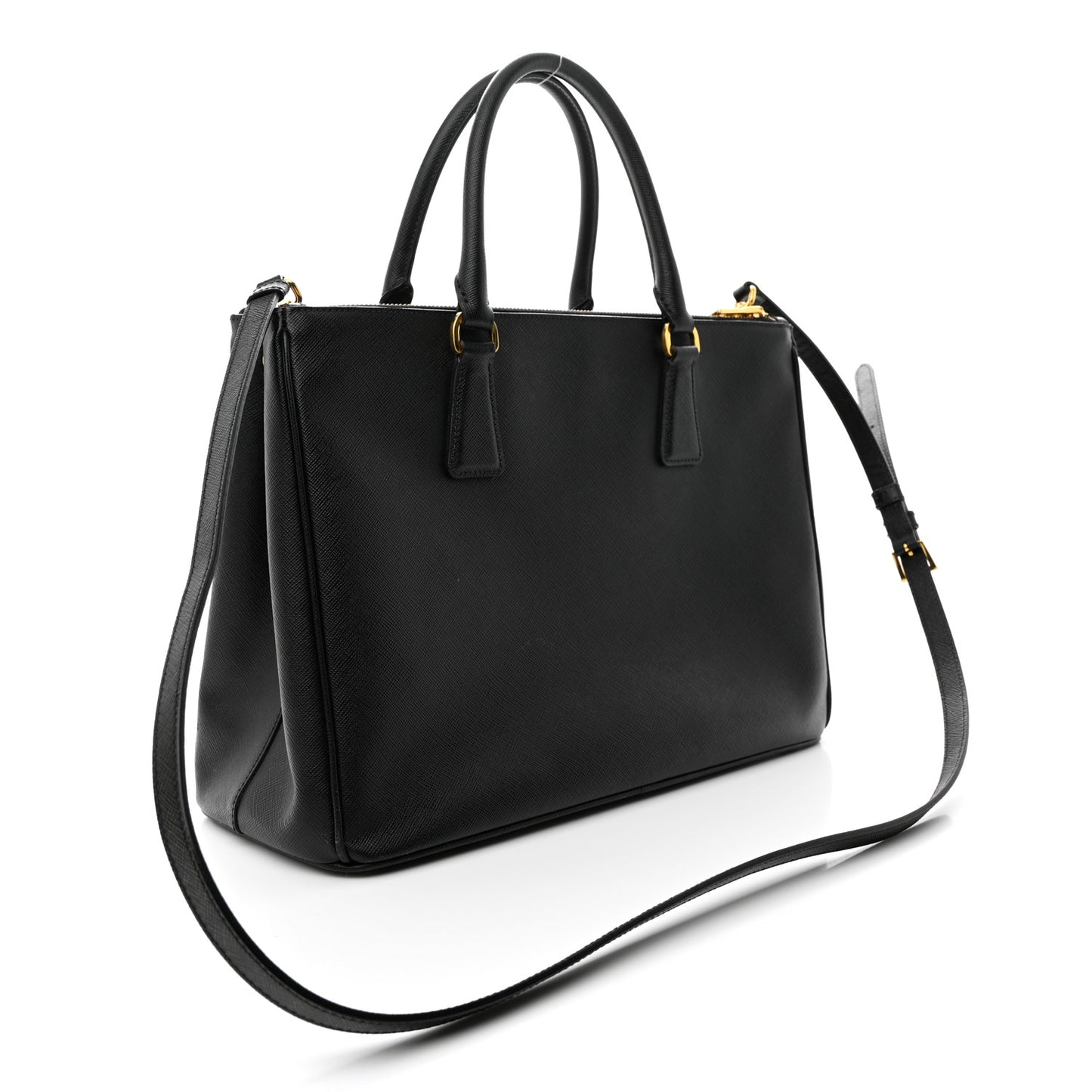 Saffiano Medium Galleria Double Zip Tote Black
