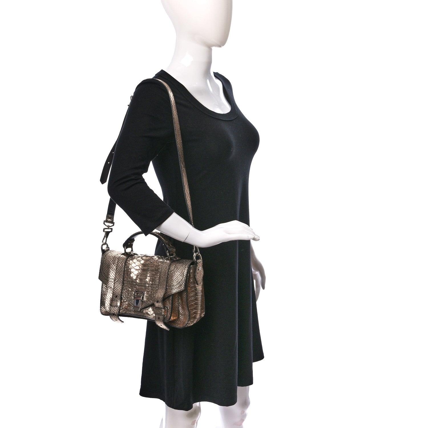 Proenza Schouler Metallic Python Calfskin Embossed Tiny PS1 Satchel Rose Gold 2 of 10