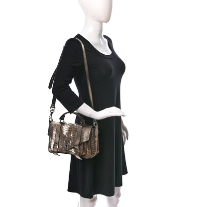 Proenza Schouler Metallic Python Calfskin Embossed Tiny PS1 Satchel Rose Gold 2 of 10
