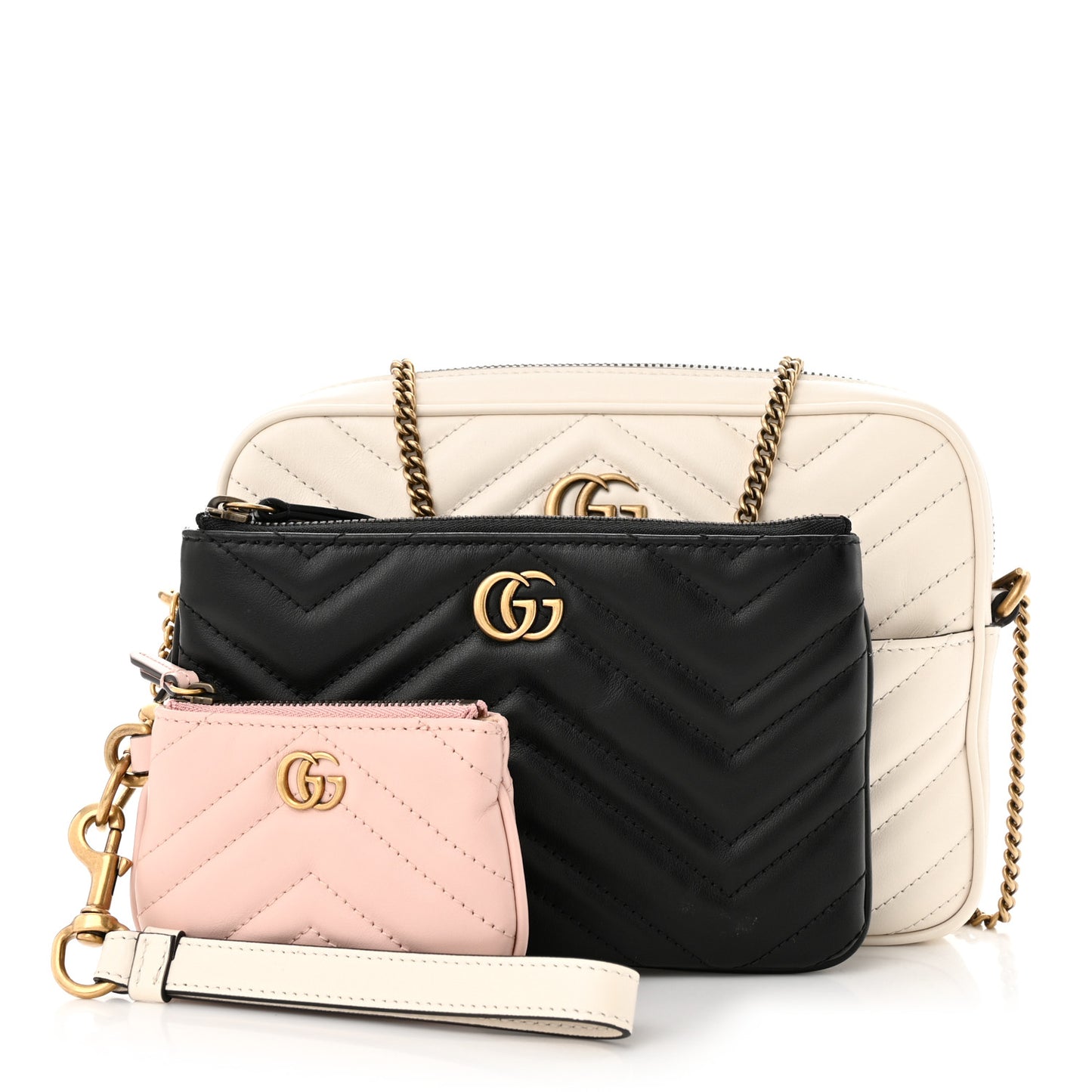 Calfskin Matelasse GG Marmont Multi-Use Mini Bag 85 34 Black Perfect Pink Mystic White