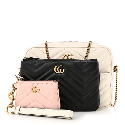 Gucci Calfskin Matelasse GG Marmont Multi-Use Mini Bag 85 34 Black Perfect Pink Mystic White 1 of 14