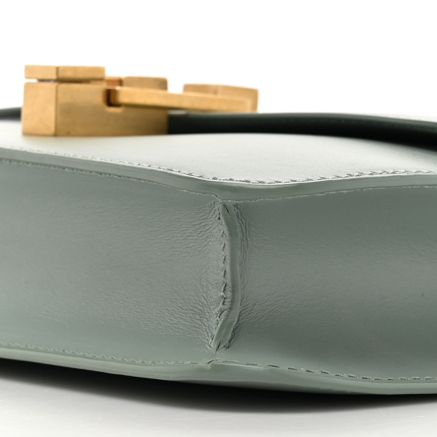 Smooth Calfskin Carre Satchel Vert Opaline