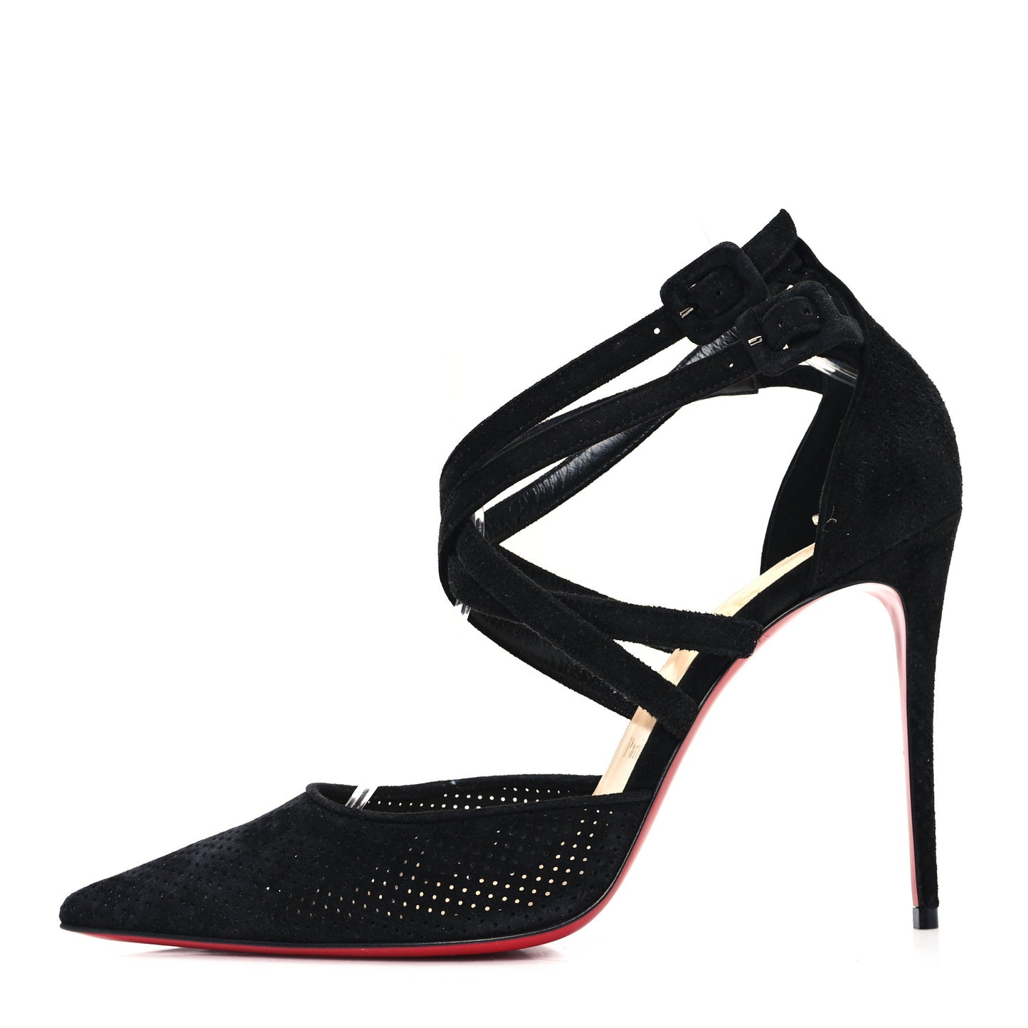 Veau Velours Perforated Victorilla 100 Pumps 38.5 Black