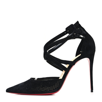 Christian Louboutin Veau Velours Perforated Victorilla 100 Pumps 38.5 Black 1 of 8