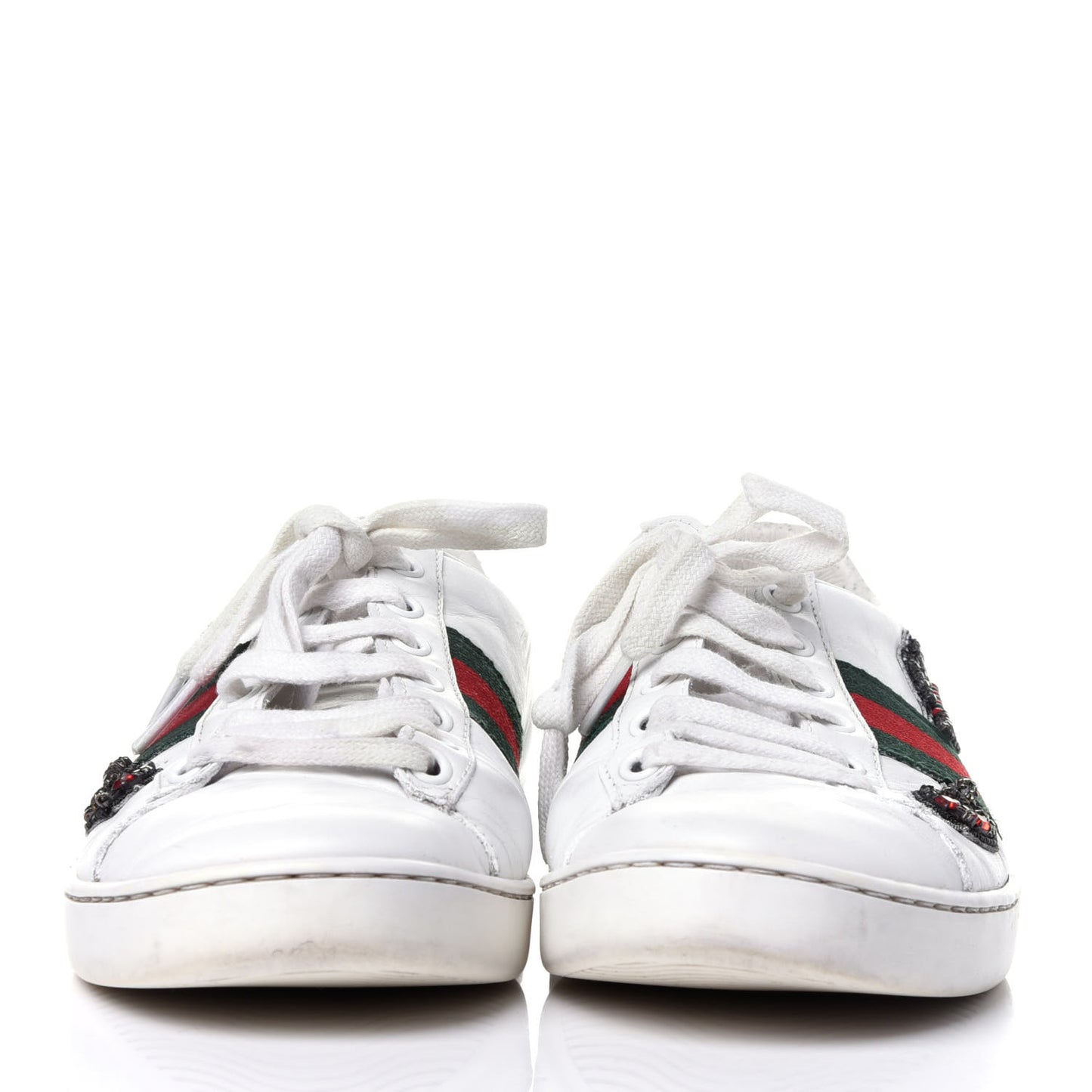 Calfskin Web Studded Arrow Ace Sneakers 36.5 White