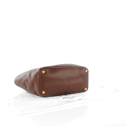 Prada Vitello Daino Double Pocket Shoulder Bag Bruciato 4 of 9